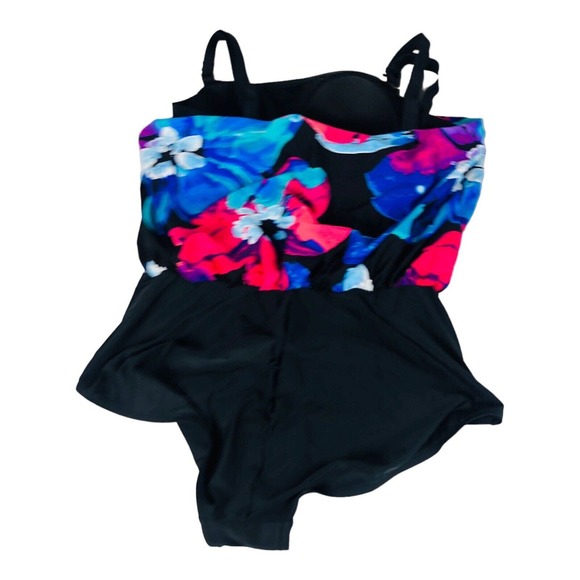 3857 2Bamboo VTG 80s Floral Swimsuit Bathing One Piece XL Padded Wireless - Picture 4 of 7